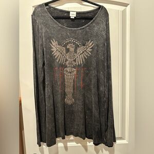 Daytrip Women’s Charcoal Long Sleeve Top with Embellished Phoenix
